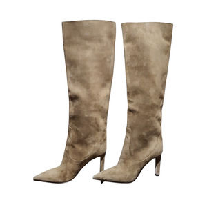 Jimmy Choo Mavis 85 Suede Knee-High Boots Caper Green 34.5EU/4.5US *Read*